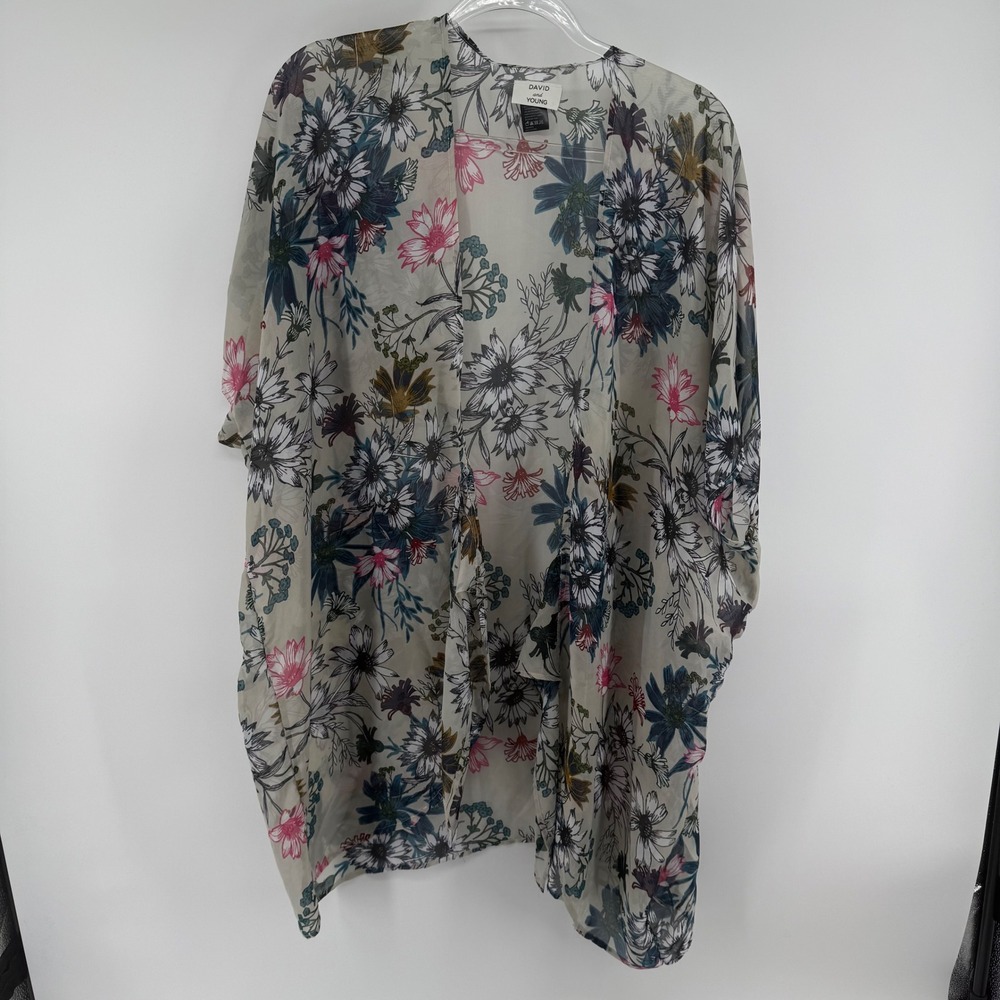 DAVID and YOUNG Floral Kimono Duster One Size Fits Most‎ Sheer Open Front